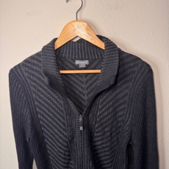 Eddie Bauer Sweater Mini Dress Women's MD Charcoal Full Zip Mock Neck - Picture 2 of 5